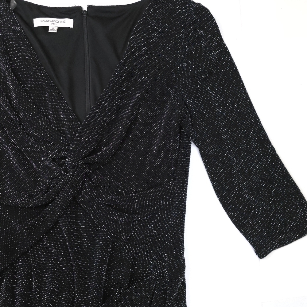 Evan Picone Elegant Black Dress Sz 12 - Picture 3 of 8
